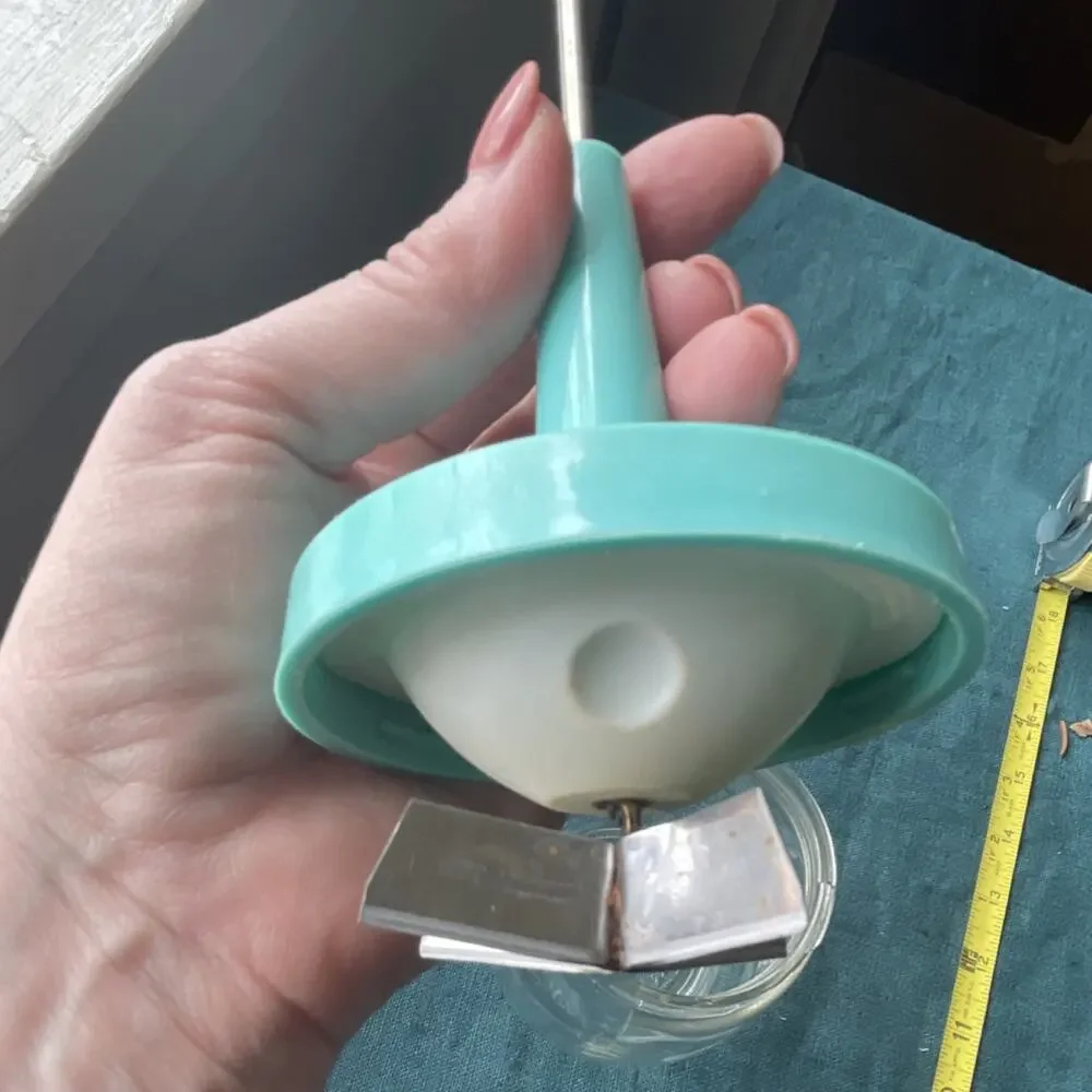 Federal Housewares Aqua Manual Nut Chopper Glass Jar Stainless Steel Blade